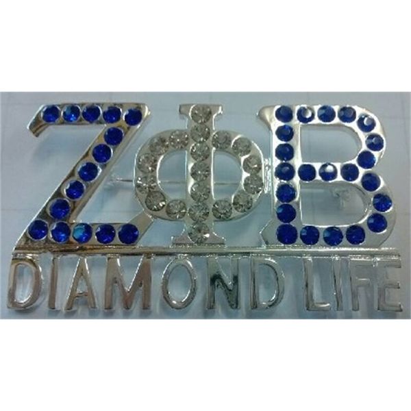 

5pcs 1 lot zeta phi beta crystal greek letter with zpb life lapel pin, Gray
