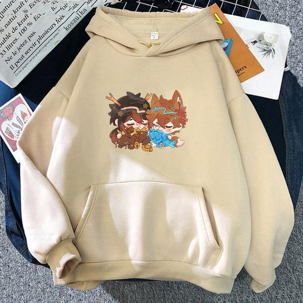

women's hoodies & sweatshirts anime tartaglia hoodie women manga harajuku oversized genshin impact pullover hoody, Black