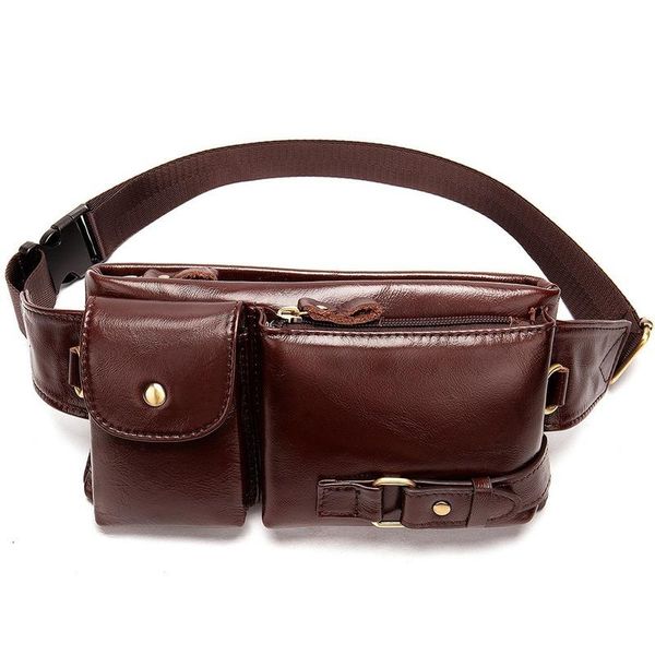 

vintage genuine leather waist packs men shoulder messenger bag leisure mobile phone purse fanny pack for male bags