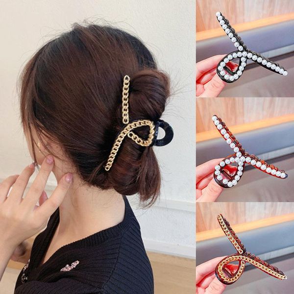 

hair accessories vintage chains simulation pearl clips for women fashion jewelry cross big hairpins korean barrettes