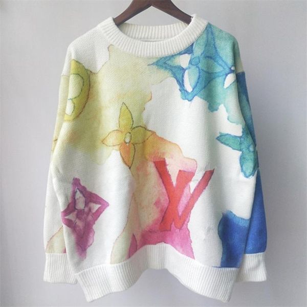 

women's sweaters 2021 nova marca de luxo l carta padrÃ£o pullovers feminino qualidade blusas senhoras outono designer solto s casaco, White;black