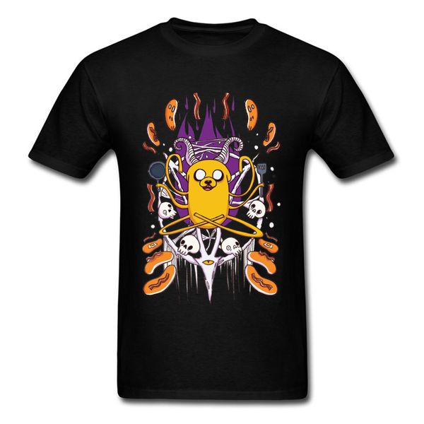 

ccccsportadventure time finn and jake satanic 666 t shirts skull funny cartoon design new creative tshirt bacon pancakes cook men tshirts, Black;yellow