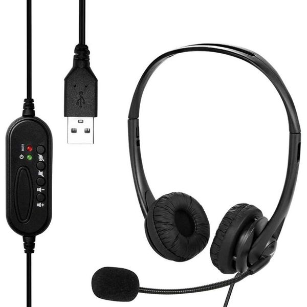 

headphones & earphones call center usb computer customer service hands-calling gaming video office wired headset with microphone