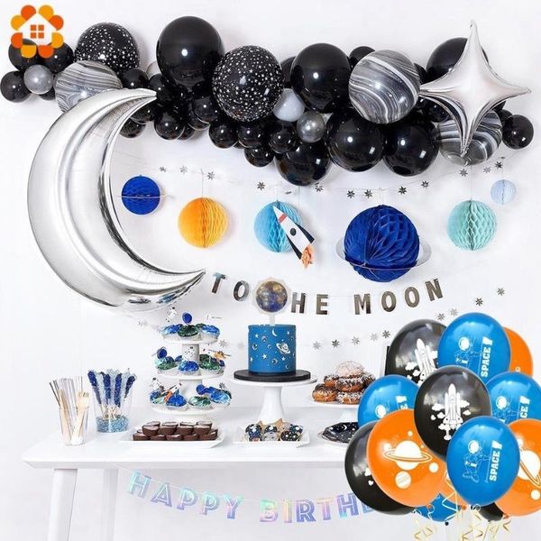 

party decoration 1 set universe galaxy theme outer space balloons astronaut rocket air balls birthday children's toys baby shower suppl