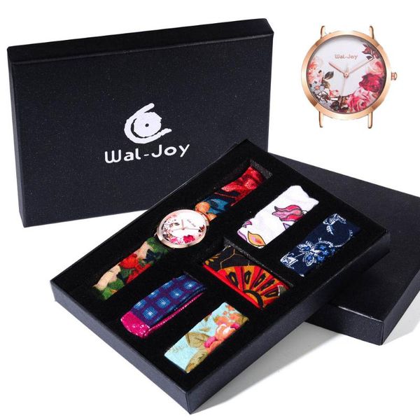 Armbanduhrenwatches Wal-Joy Marke Charming Flower Tuch Watch für Frauen lässig Stoffband Verband Bow Lady wasserdichte DIY Set Geschenk