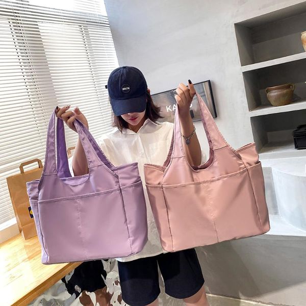 

duffel bags fashion women waterproof fitness travel oxford cloth shoulder shopping bag ladies casual solid color large capacity tote handbag