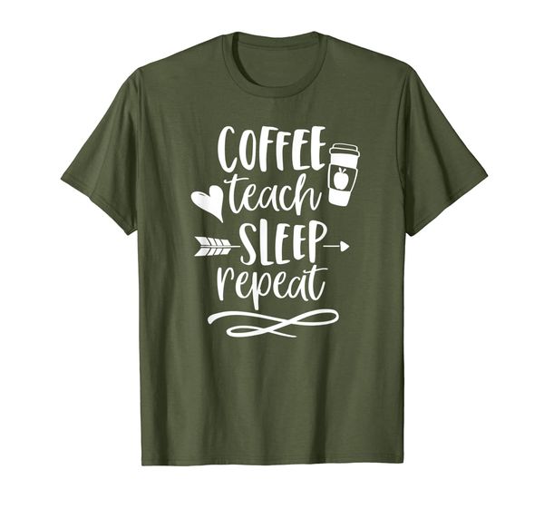 

Coffee Teach Sleep Repeat Teacher T Shirt for Men Women Cute, Mainly pictures