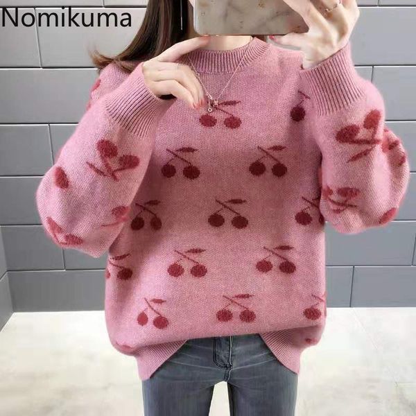 

nomikuma sueter mujer arrival o neck long sleeve pullover jumpers korean sweet casual loose sweater women knitted 3c453 210514, White;black