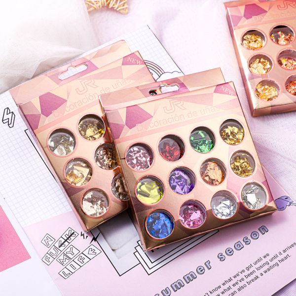 

1 box gold and silver stickers decals nail art foil paper diy press on nails accessories decoration nas010, Black