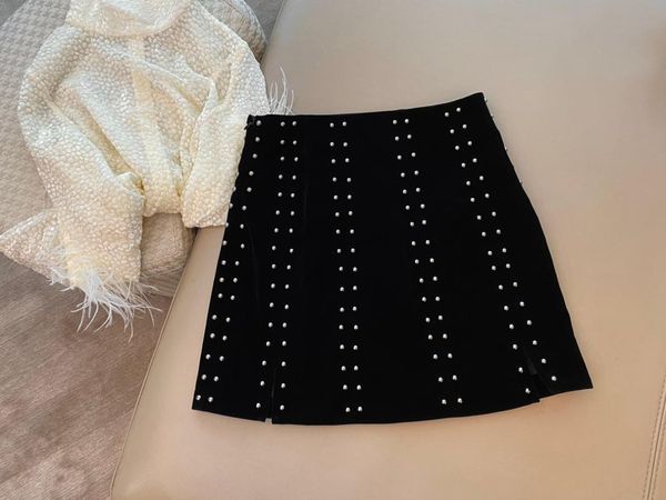 

skirts 2021 women fashion studded waist pleated mini skirt 0905, Black