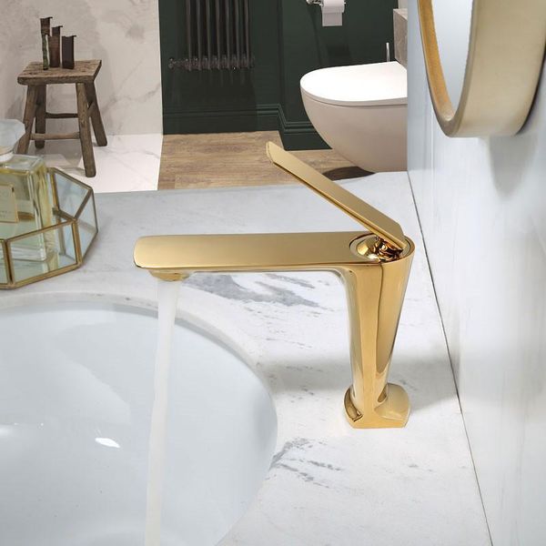 

bathroom sink faucets faucet gold basin cold and water mixer tap single handle deck mounted black/rose