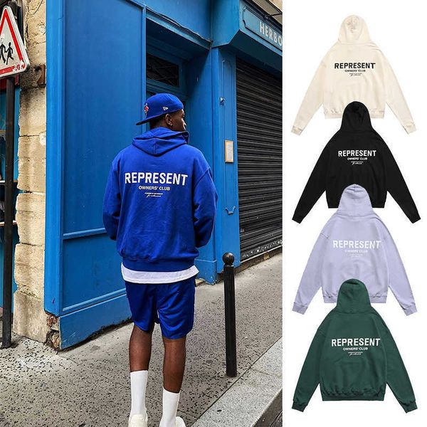 

men's and women's hooded sweatshirts, original owner club simple letters oversized sponge sweater, Black