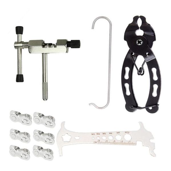 

tools 10pcs bicycle repair tool kit chain link pliers bike clamp quick button measuring ruler hook mtb