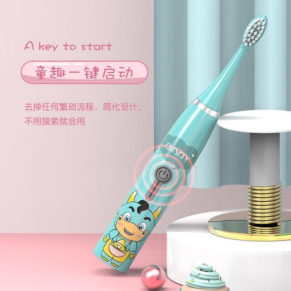 

smart electric toothbrush 2021 children's cartoon waterproof soft fur sonic whitening brush dry cell