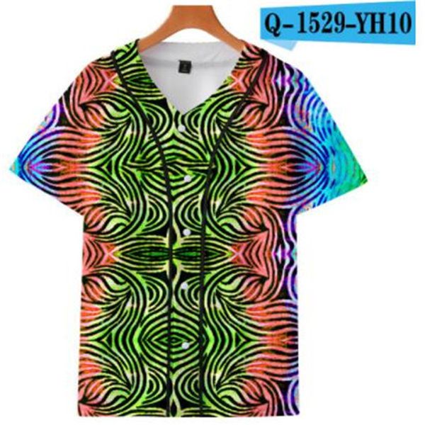 Человек летом бейсбол джерси пуговицы футболки 3d печатная стрит одежды футболки хип хмель хорошее качество 013