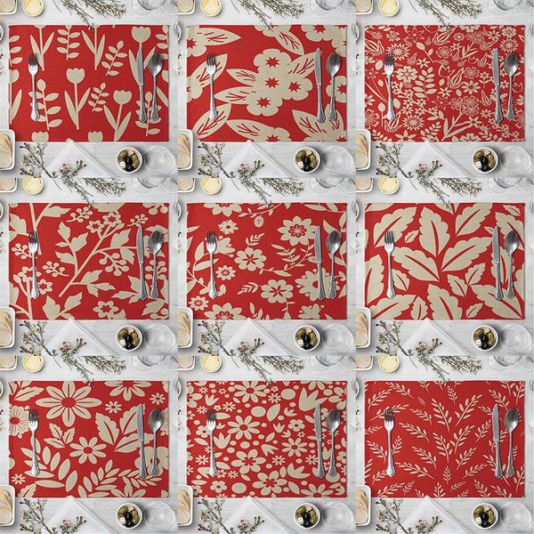 

mats & pads red geometric table for dinner decor placemats kitchen accessories bowl cup restaurant drink coasters