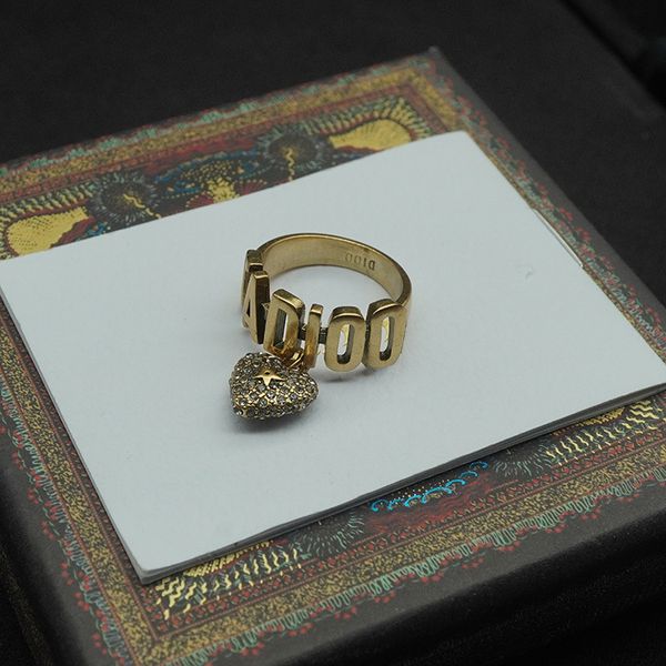 

d simple ja letter peach heart full diamond pendant women's ring style, Silver