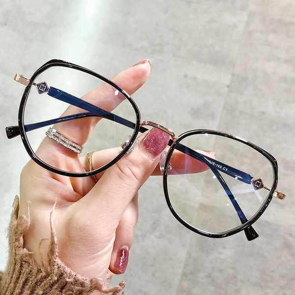 

design new blue proof glasses for women with irregular metal frame, White;black
