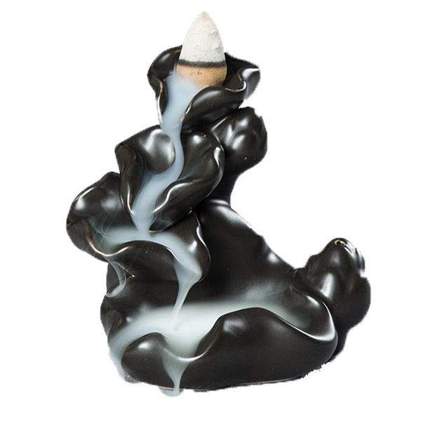 

fragrance lamps 1pc ceramic burner with 5pc backflow incense cones stickers holder lotus censer home decor n24