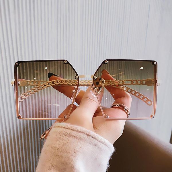 

sunglasses lonsy fashion design vintage oversize rimless women retro cutting lens gradient sun glasses female uv400, White;black