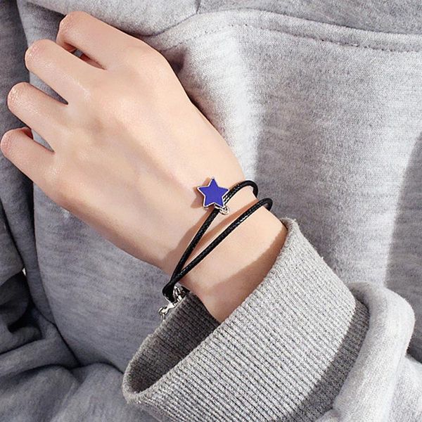 

link, chain exquisite black flannelette pentagram pendant bracelet korean fashion women's friend romantic couple jewelry gift