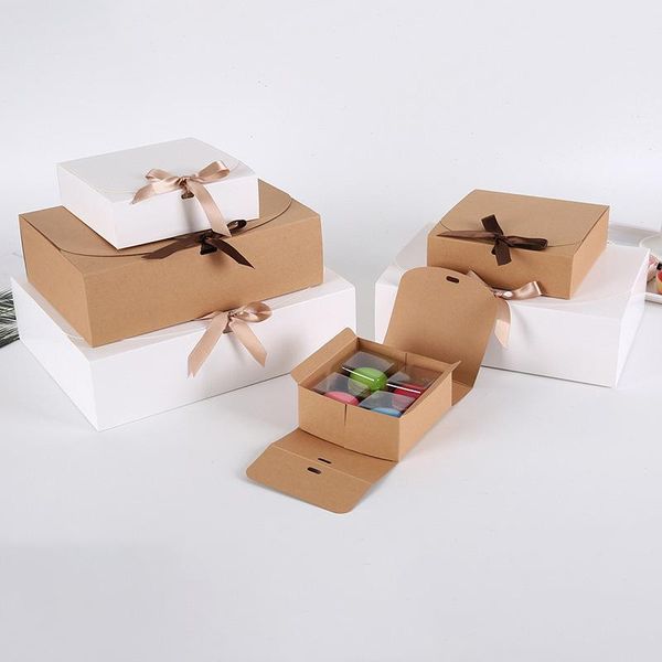 

gift wrap 10pcs square kraft paper box cardboard packaging valentine's day wedding easter party with ribbons candy storage