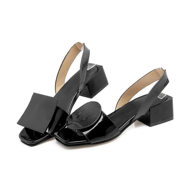 

sandals fashion womens med heels open toe summer casual shoes black white f6