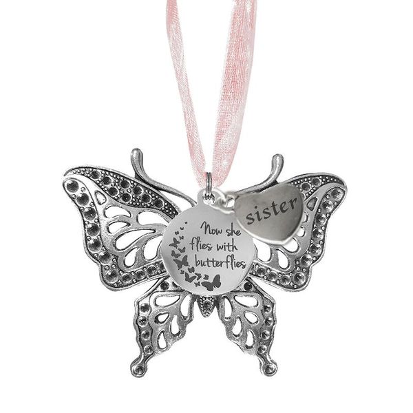 

decorative objects & figurines retro butterfly pendant commemorative hanging decoration wholesale alloy animal jewelry necklaces for gifts