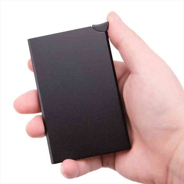 

smart wallet thin id card case rfid anti theft automatically solid metal bank credit holder business mini, Red;black