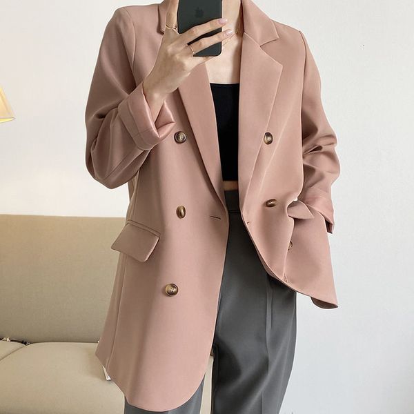 

suit good version korean blazer woman's 2021 casual spring loose double temper breasted office ladies jacket zh119 wjgj, White;black