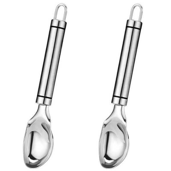 

spoons 2pcs stainless steel ice cream scoop digging ball spoon dessert scooper with round handle kitchen creative tool