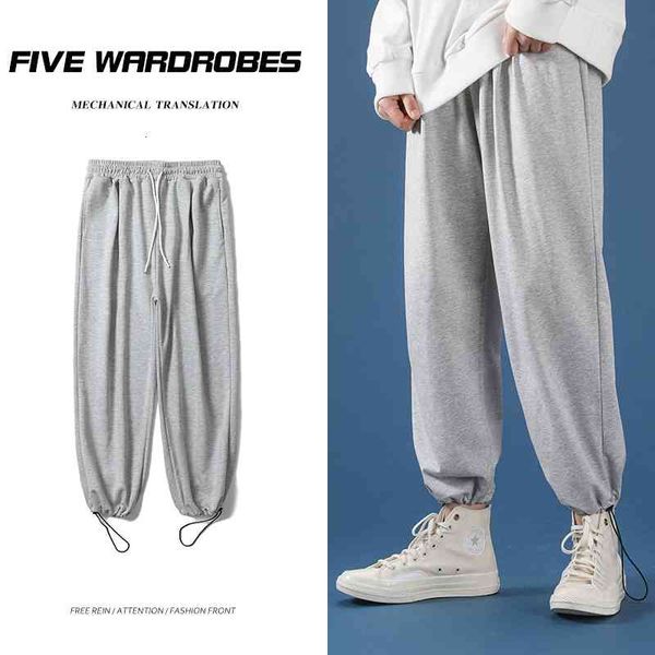 

men's pants autumn sweatpants fashion solid color casual joggers men streetwear loose hip-hop straight trousers mens track y5a0, Black