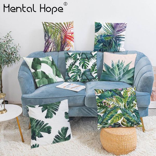 

cushion/decorative pillow plant print living room cushion cover palm leaf decorative sofa throw home decor square pillowcase chair bed