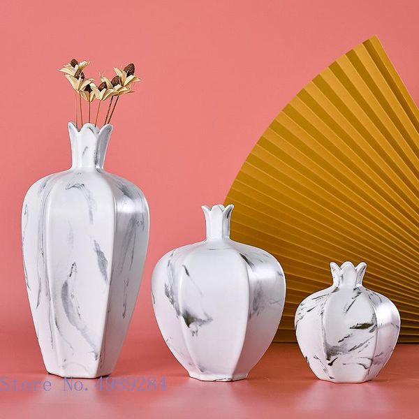

vases ceramic vase marbling pomegranate shape flower arrangement crafts chinese ornaments home decoration