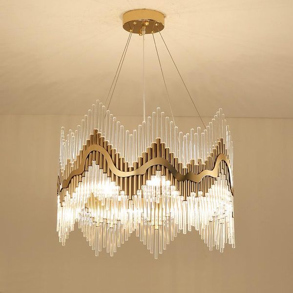 

pendant lamps living room luxury lustre glass crystal tubes led lights round plate metal luminaria e14 hanging lamp suspend