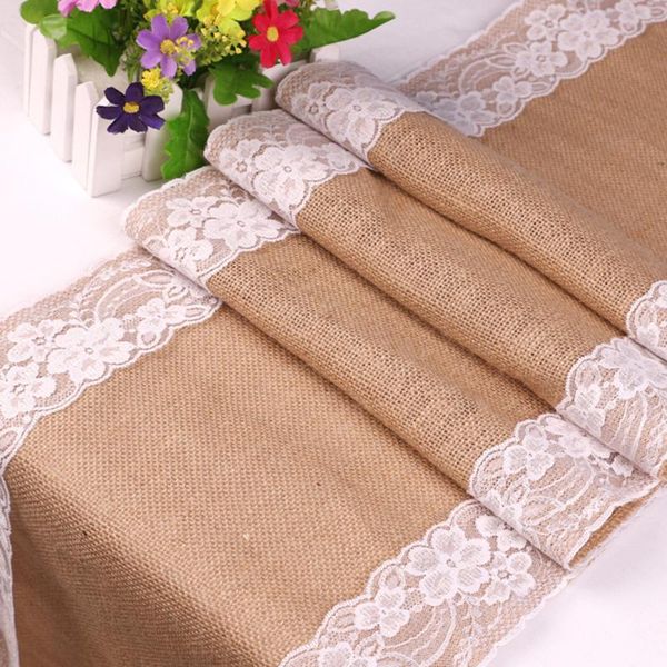 

mats & pads vintage retro burlap linen jute event party supplies grass wedding table cloth tablecloth christmas white lace runner