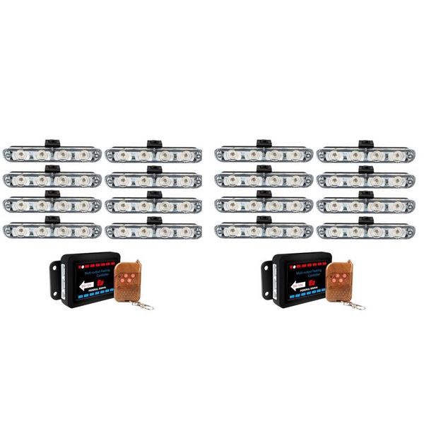 

emergency lights strobe bars 4led 8 in 1 sync surface mount light flash warning with wireless remote control