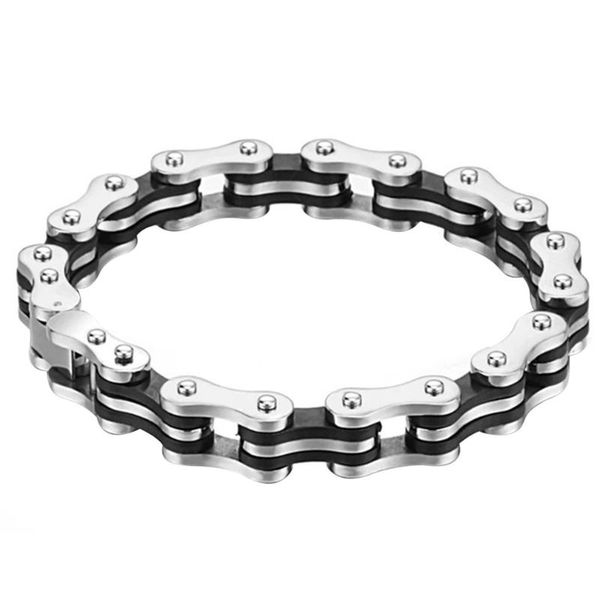 

bangle bicycle chain bracelet men's stainless steel durable silver, Black