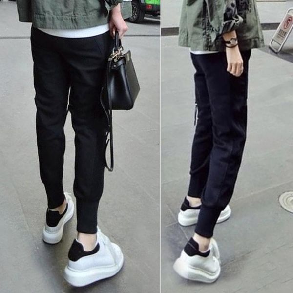 

women's pants & capris casual running with pocket women sports harlan loose solid thick spring autumn cool elastic, Black;white