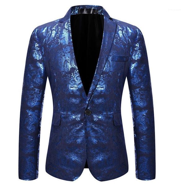 

men's suits & blazers luclesam men bronzing print stage dress blazer mens disco party suit jacket night club performance costumes blase, White;black