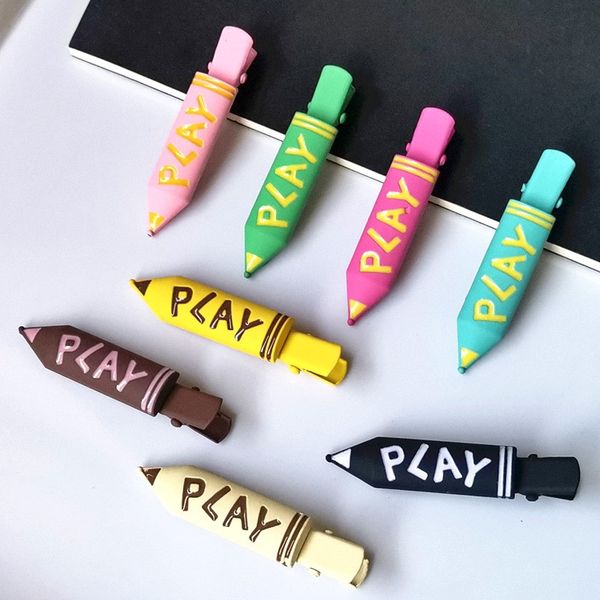 

2022 metal pencil hair clips letter style hairpin lovely hairclips fashion headbands women play sweet hairpins makeup hair styling bangs cli, Slivery;white