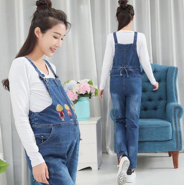 

maternity bottoms women jeans pants femme enceinte suspenders uniforms pregnant clothing hamile, White