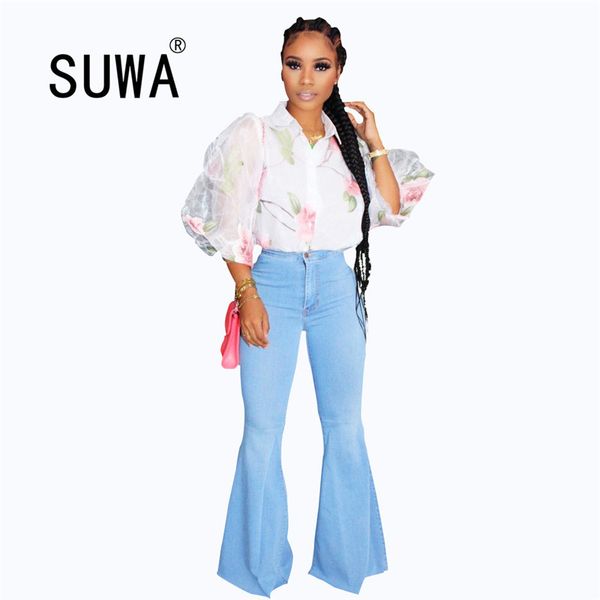 

product ripped jean bell bottom vintage jeans high waist skinny flare pants women stretchy blue denim 210525