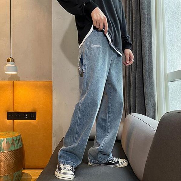 

men's jeans fashion jeans men's straight slacks, Blue