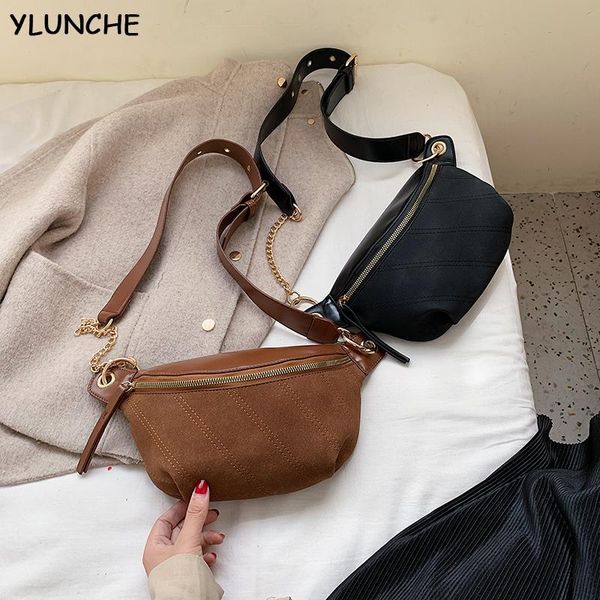

waist bags women pack pu leather chest bag belly fashion chain fanny banana brand belt