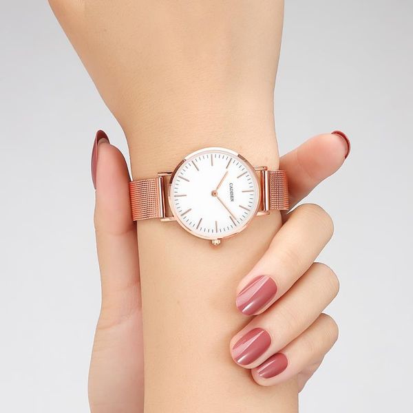 

wristwatches cadisen super slim sliver mesh stainless steel watches women casual clock ladies wristwatch lady relogio feminino, Slivery;brown