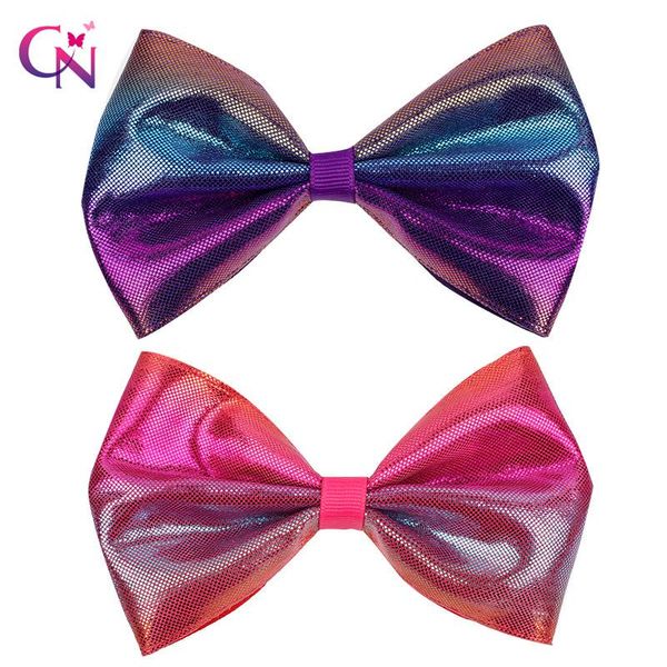 

glitter hair bows with clips for kids girls handmade princess rainbow leather bling hairbands summer accessories, Slivery;white