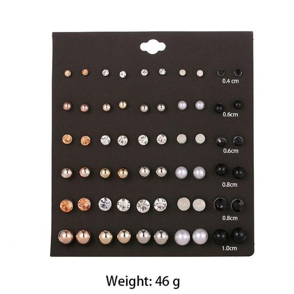 

pairs mixed round ball metal pearl crystal stud earrings set fashion jewelry u2jf, Golden;silver
