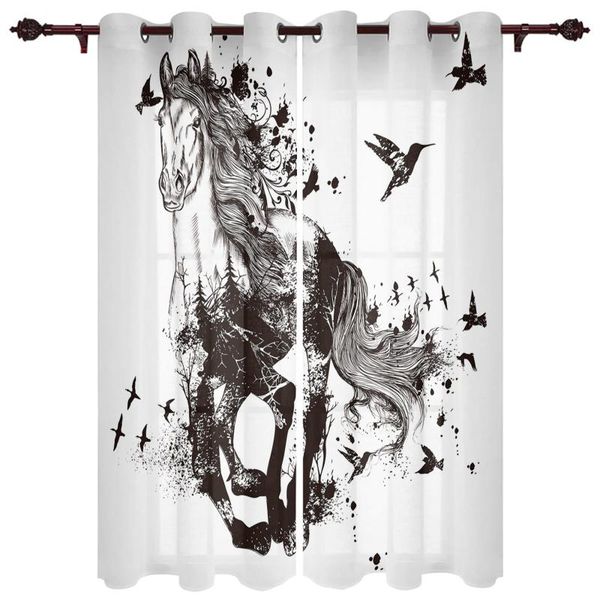 

curtain & drapes kitchen window curtains galloping horse hand drawn children bedroom decoration living room hanging clothtreatment