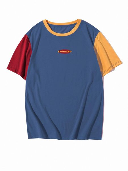 

men colorblock letter graphic tee s4w1#, White;black